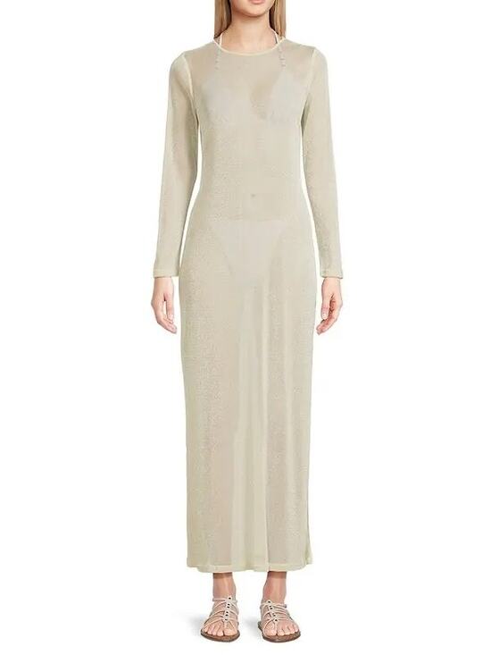 Hutch Other - Hutch Niko Shimmer Mesh Maxi Dress Cream XS NWT